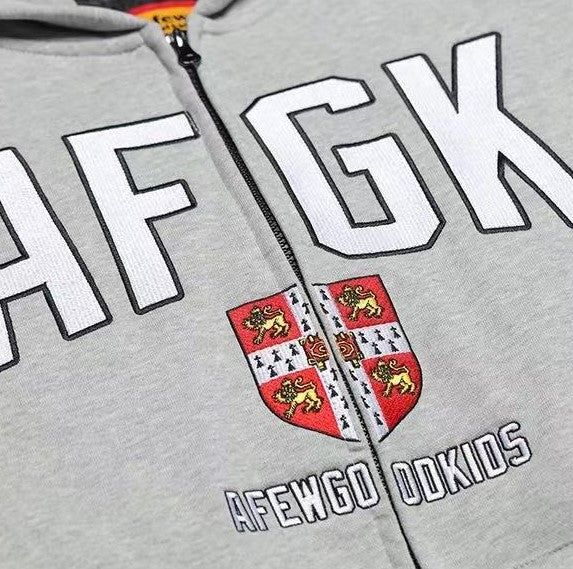 AFGK Badge Embroidered Down Hoodie Jacket