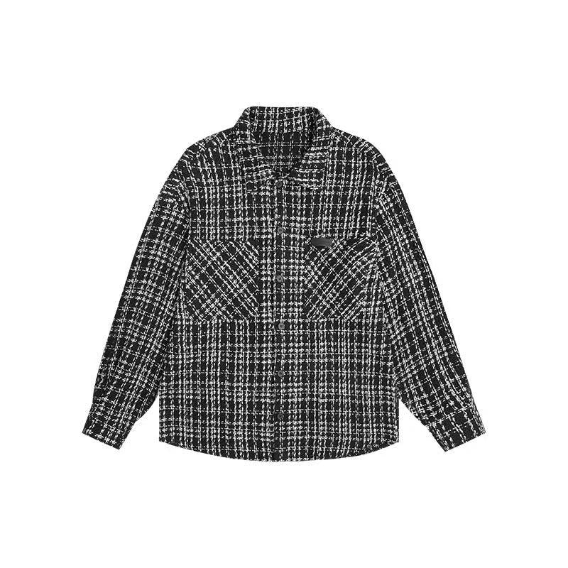 ATRY Checked Leather Logo Long Sleeve Shirt