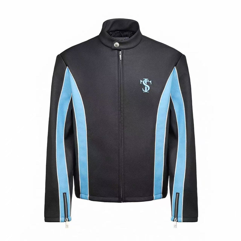 STK Vintage Striped Racing Leather Jacket