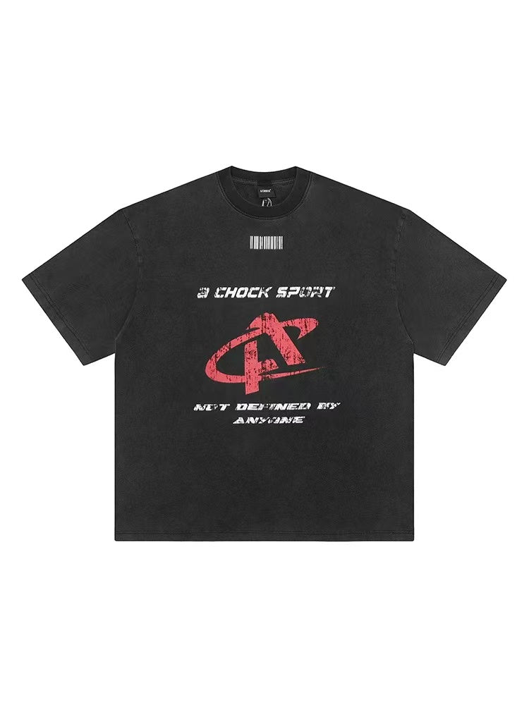 ACHOCK Heavy Washed Distressed Logo T-shirt