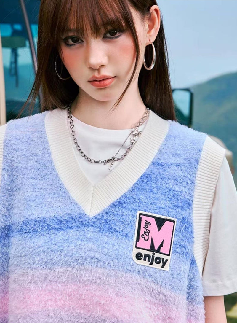 MEDM Colorful Striped Sweater Vest