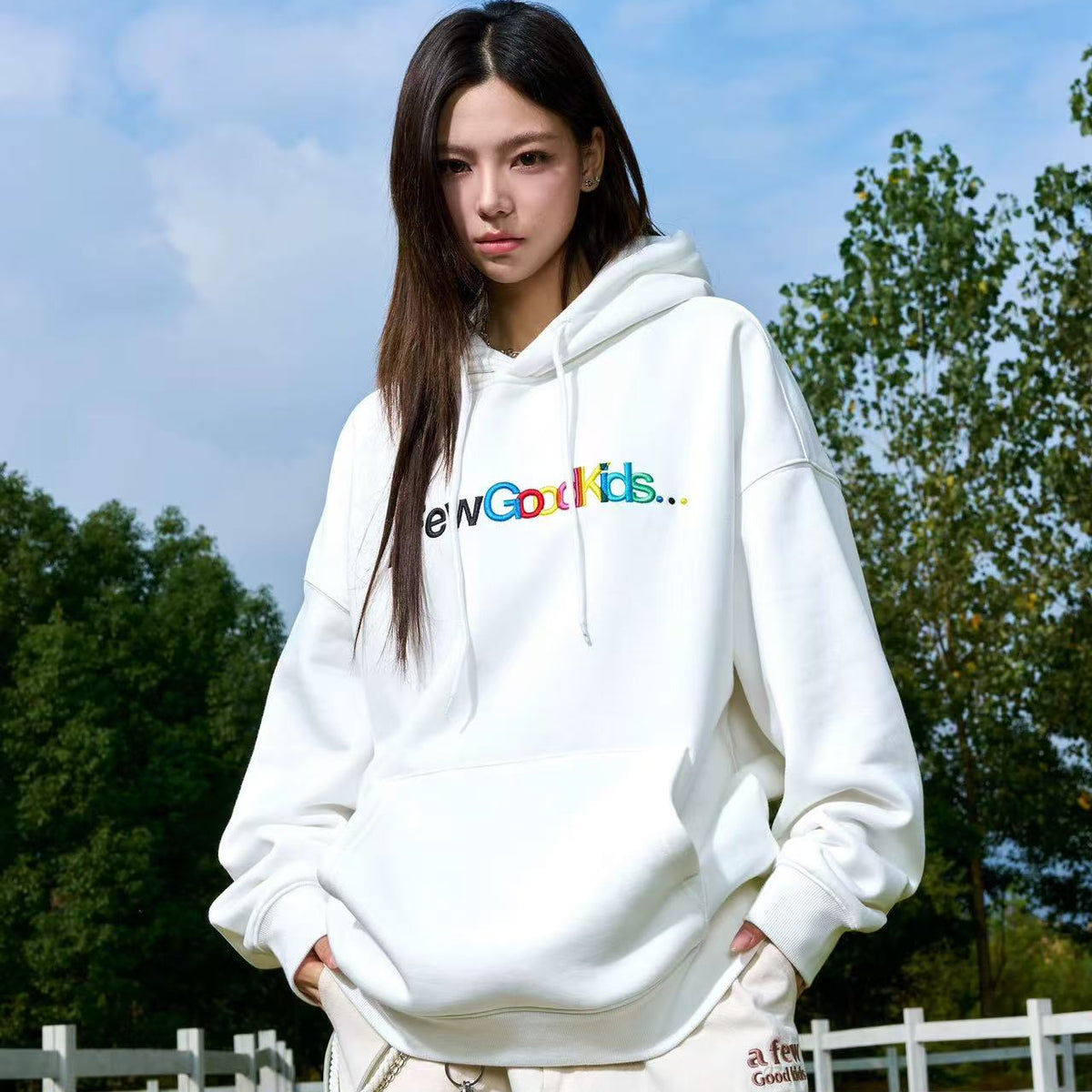 AFGK Gradient Embroidered Overlay Hoodie