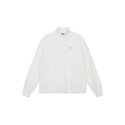 ACHOCK Simple Basic Logo Half Turtleneck Long-sleeve Tee