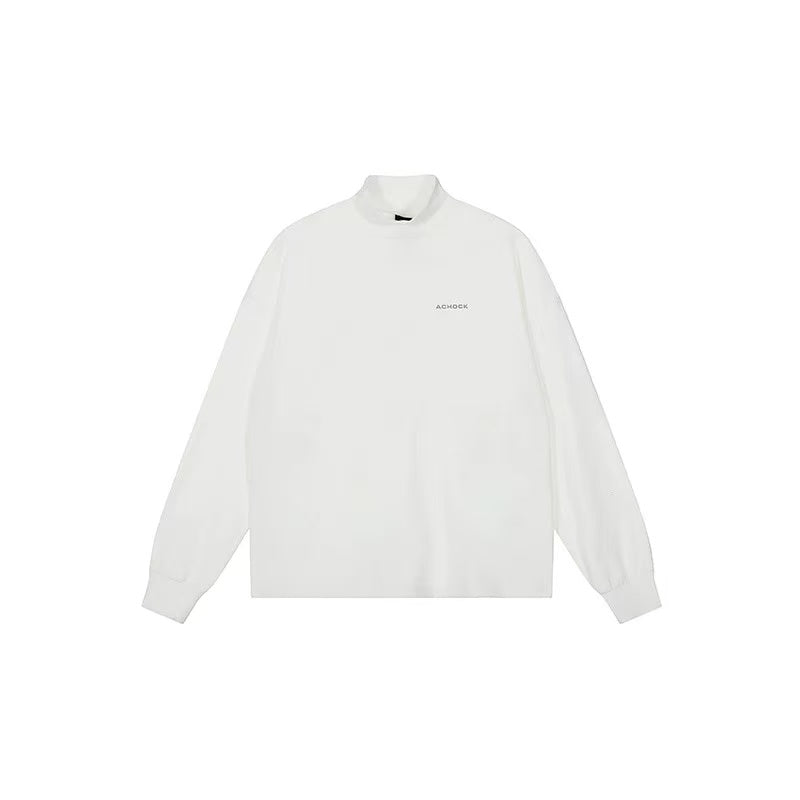 ACHOCK Simple Basic Logo Half Turtleneck Long-sleeve Tee