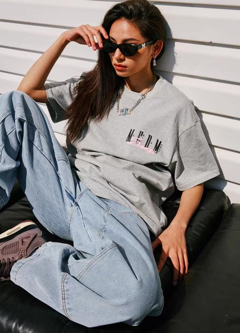 MEDM Summer Graffiti Letter Print Short Sleeve T-Shirt