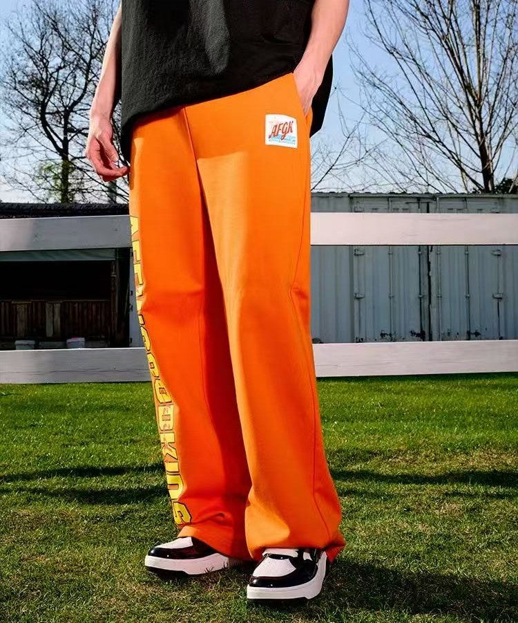 AFGK Double Row Letter Print Casual Sweatpants