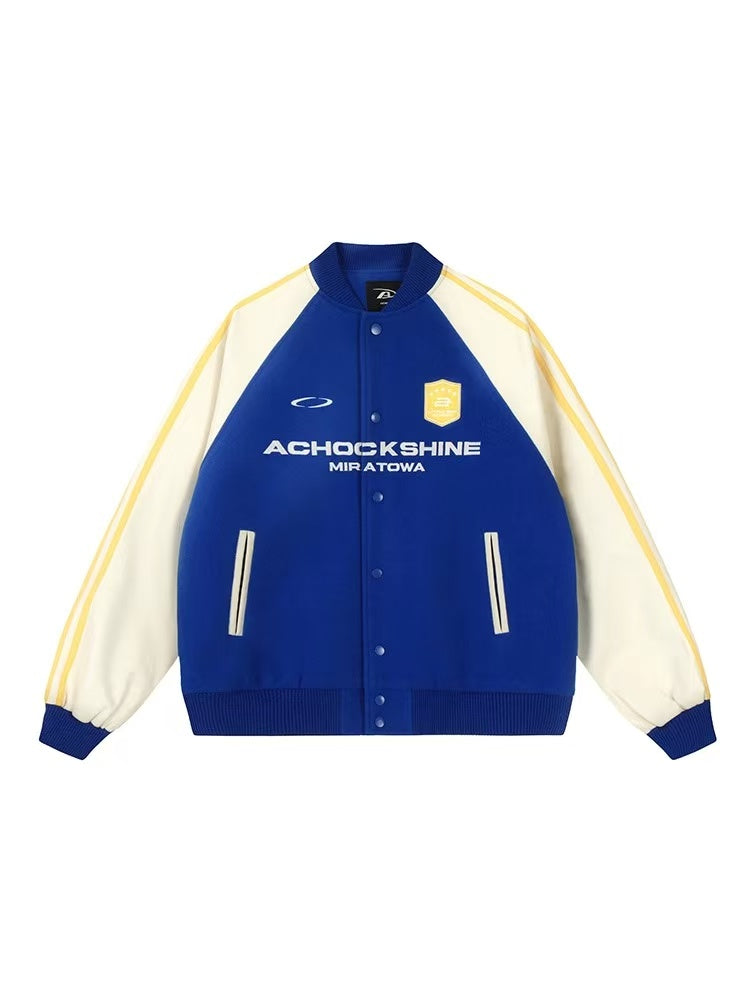 ACHOCK Stitched Contrasting Retro Baseball Jacket