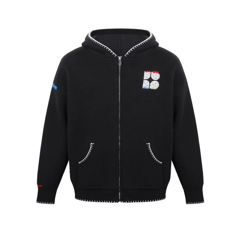 BIPOLAR Four-pointed Star Knitted Cardigan Zipper Sweater