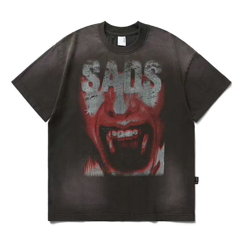 REMEDY Devil Roar Print Washed Short-sleeve T-shirt