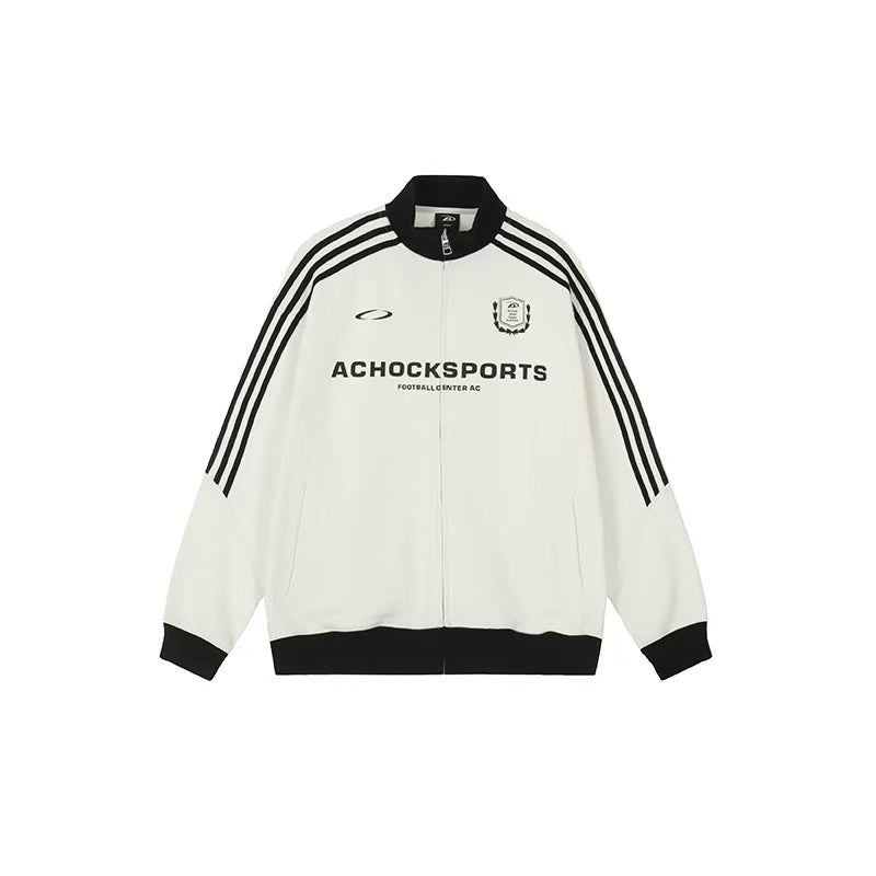 ACHOCK Stand Collar Color Matching Zipped Jacket