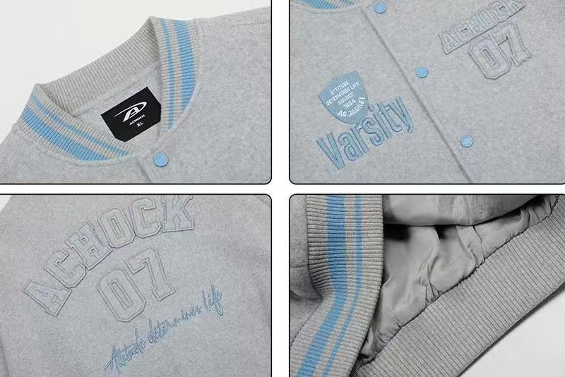 ACHOCK Retro Three-dimensional Embroidered Baseball Jacket