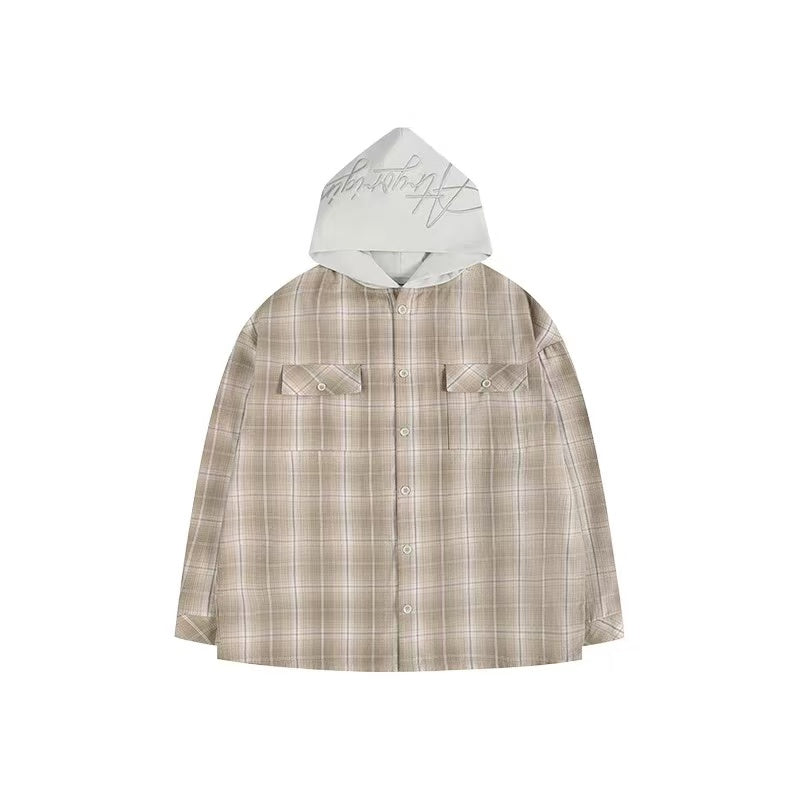 ATRY LOGO Hooded Plaid Shirt