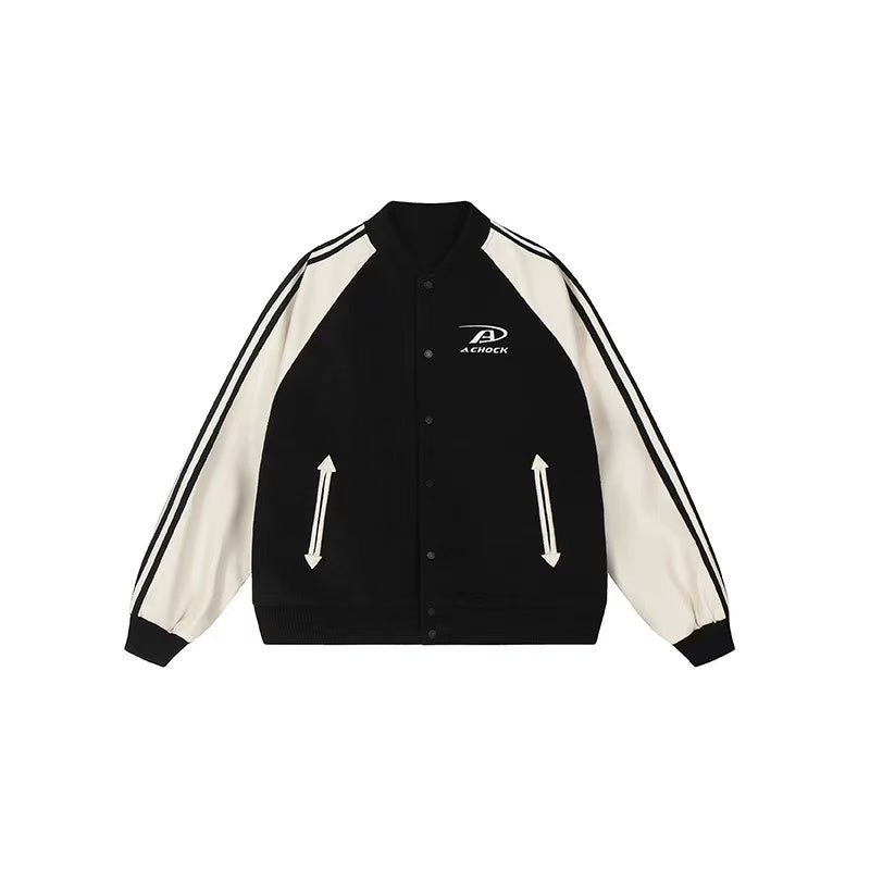 ACHOCK Contrast Patchwork Raglan-sleeve Baseball Jersey