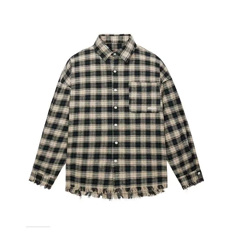 ICONSLAB Plaid Hem Long Sleeve T-shirt