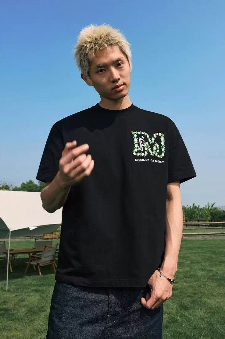 MEDM Embroidered wreath short-sleeved T-shirt