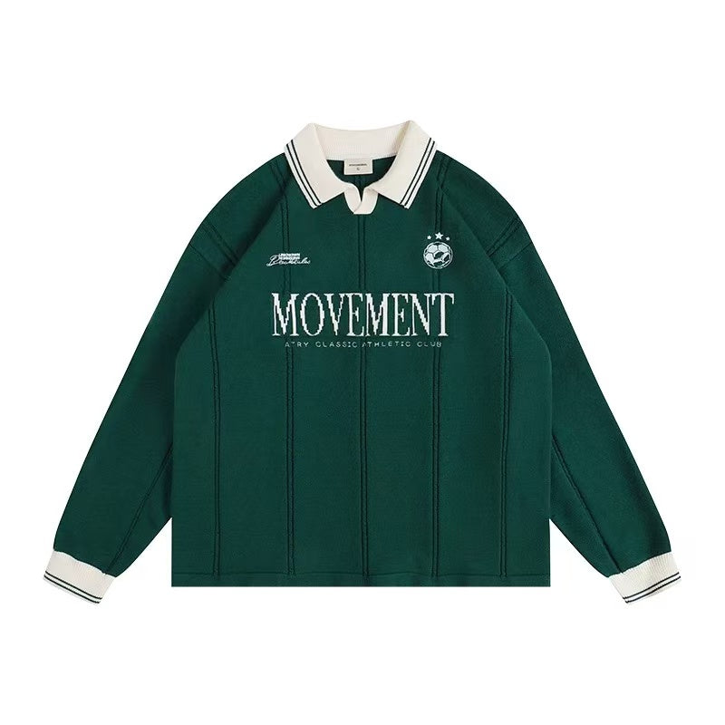 ATRY Contrast Embroidered POLO Striped Sweater