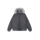 ACHOCK Logo Design Fur Collar Hooded Cotton Coat