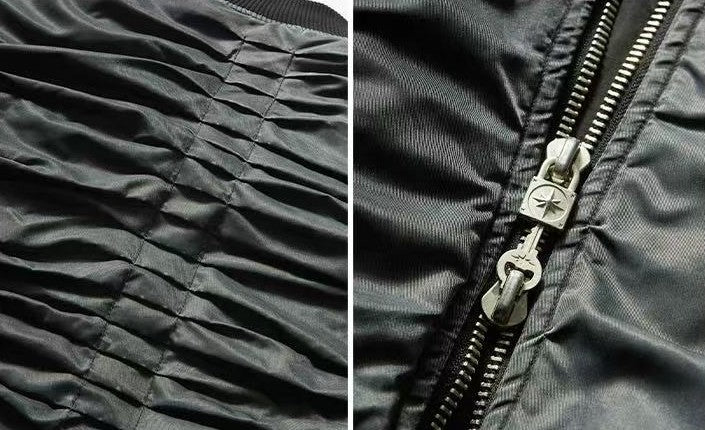 REMEDY Pleated Quilted  Bomber Jacket