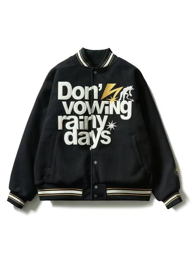 REMEDY Lightning Pledge Embroidered Letter Jacket
