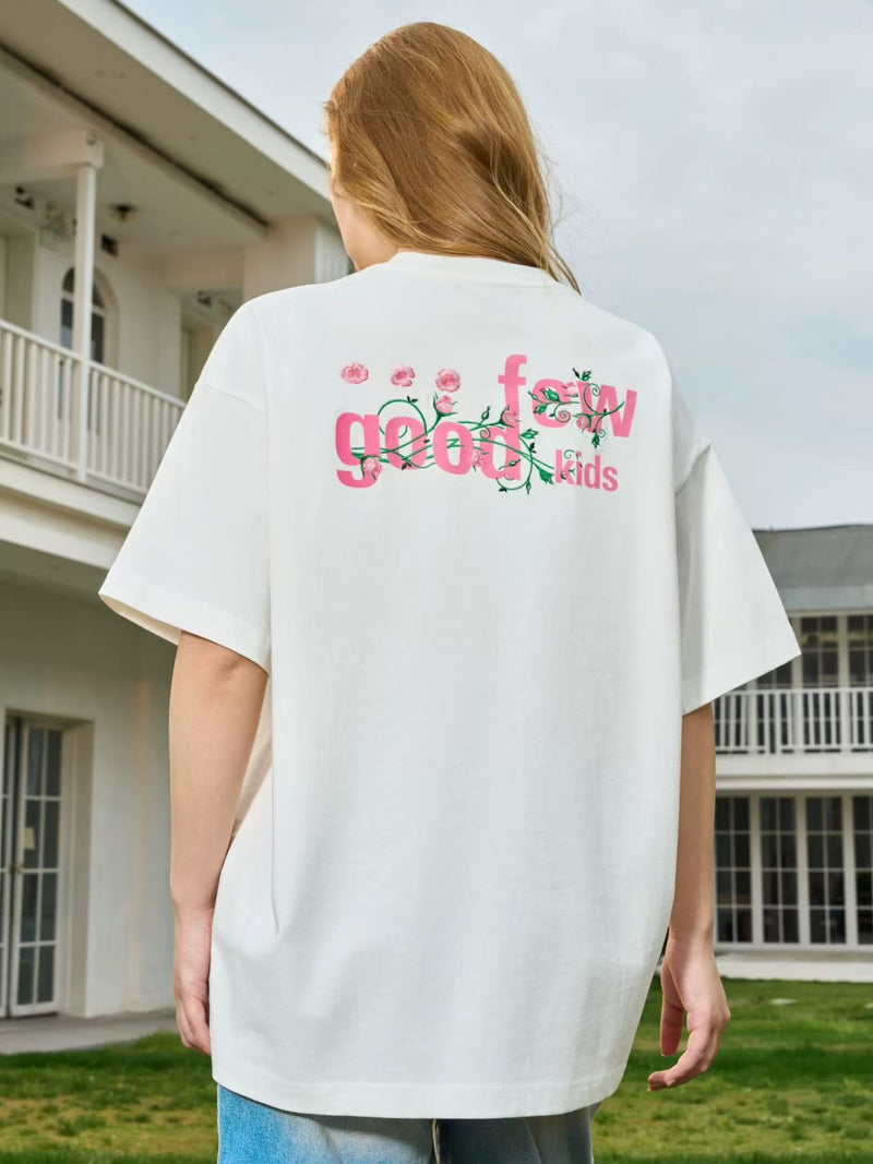 AFGK "Vine Garden" Rose Embroidered Short-sleeved T-shirt