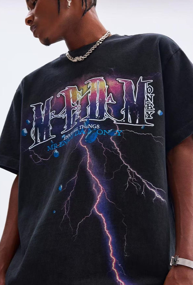 MEDM Washed Lightning Thermoset Oil Short Sleeve T-Shirt