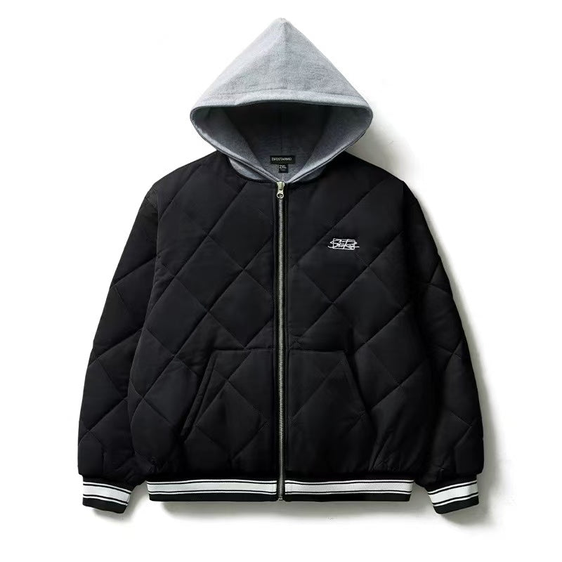 REMEDYxSTA Embroidered Quilted Baseball Hooded Jersey