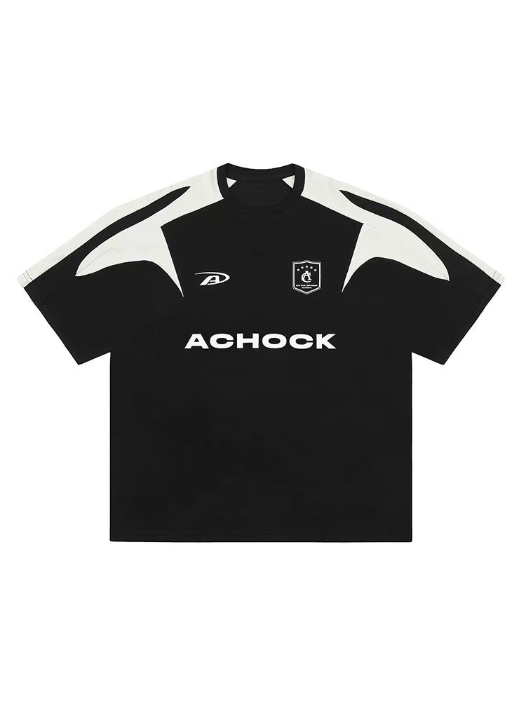 ACHOCK Casual Basic Patchwork Contrasting Color T-shirt