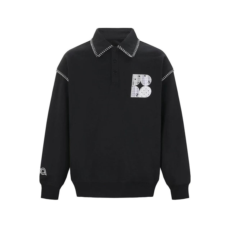 BIPOLAR Lace Patch Polo Sweatshirt