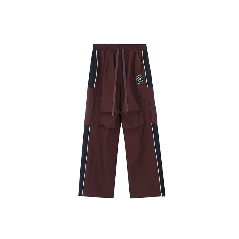 ACHOCK Retro Vintage Side Stripe Outdoor Cargo Paratrooper Pants