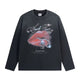 STK Vintage Dirty Wash Glitter Lip Long-Sleeve T-Shirt