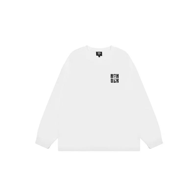 ACHOCK Basic Loose Logo Print Long-sleeved T-shirt