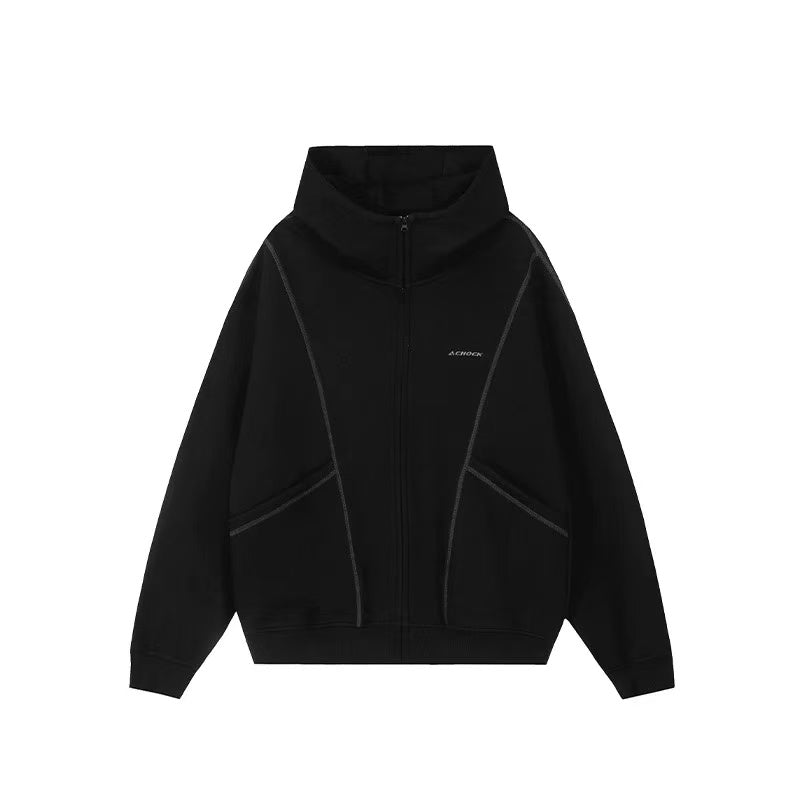 ACHOCK  Heavy Air Layer Cardigan Zipper Sweatshirt