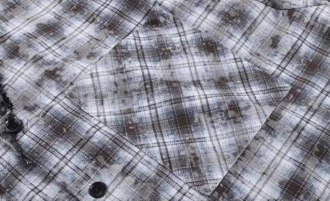 ATRY Distressed Patchwork Long-sleeved Shirt