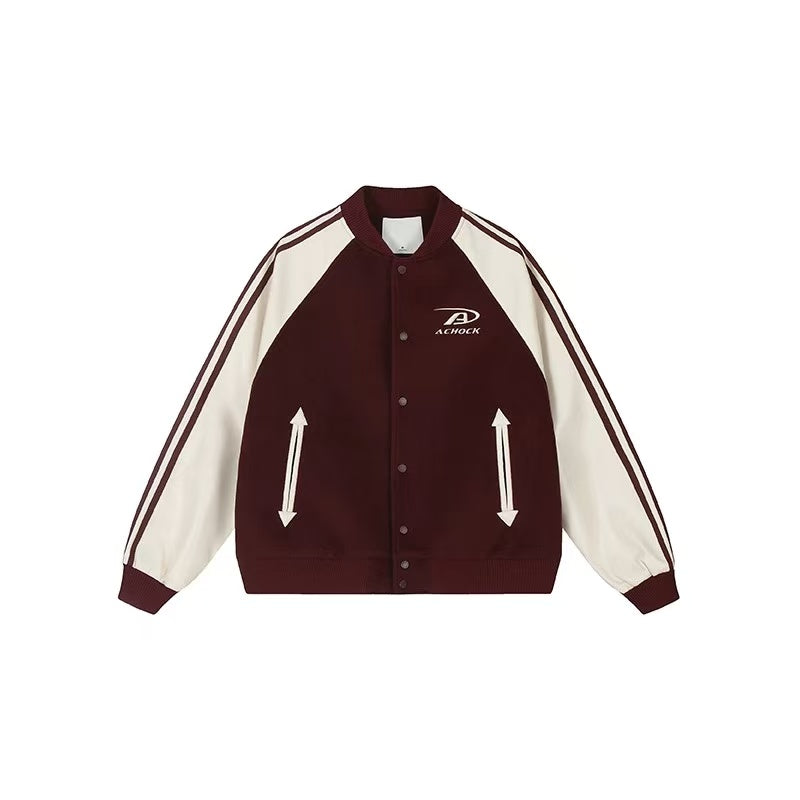ACHOCK Contrast Patchwork Raglan-sleeve Baseball Jersey