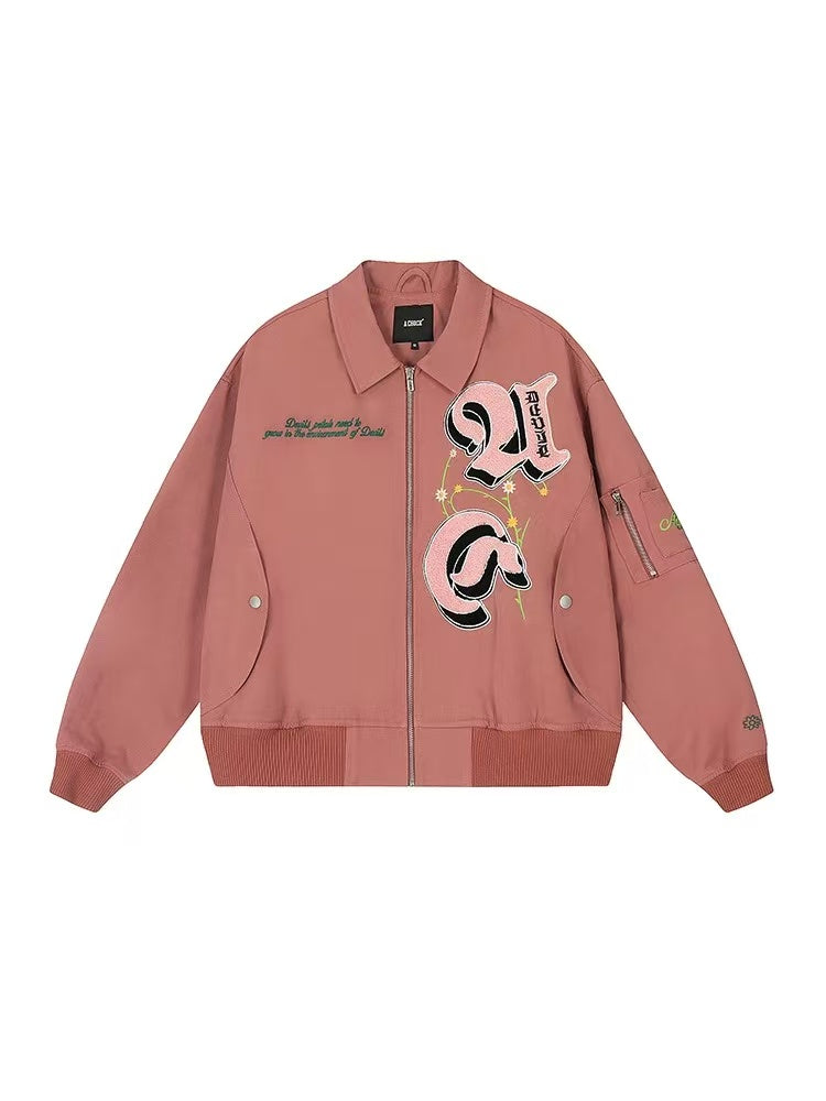 ACHOCK High Street Lettering Flocked Bomber Jacket