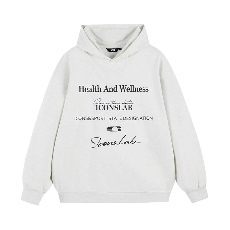 ICONSLAB Retro Handwritten Letters Printed Hoodie