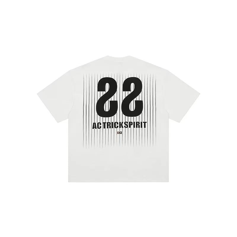 ACHOCK Screen Stripe Print Design Round Neck T-shirt
