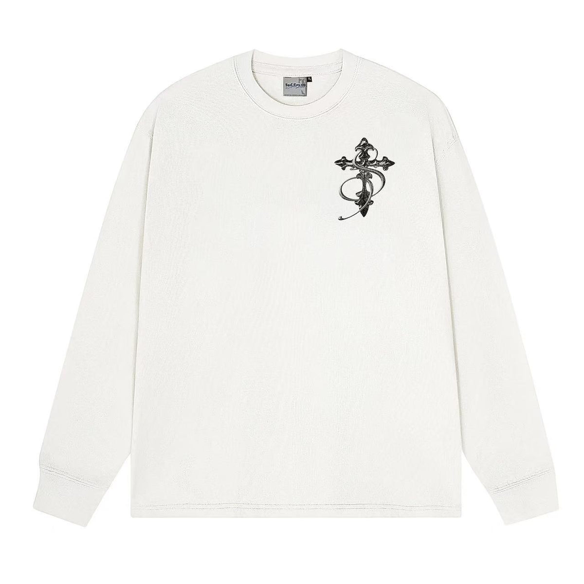 STK Vintage Black and White Cross Long-Sleeve T-Shirt