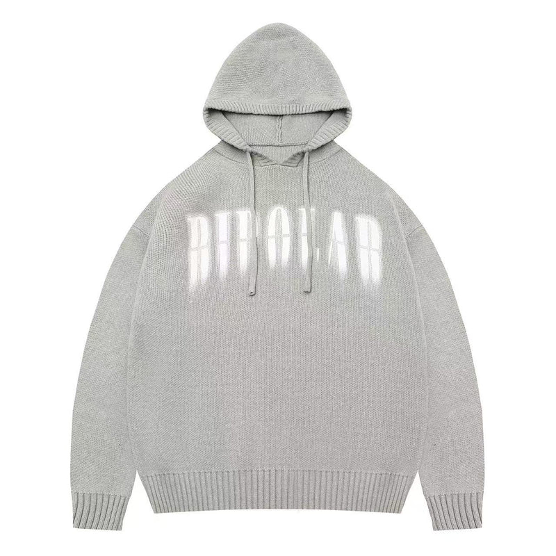 BIPOLAR Direct Print Letter Hooded Sweater