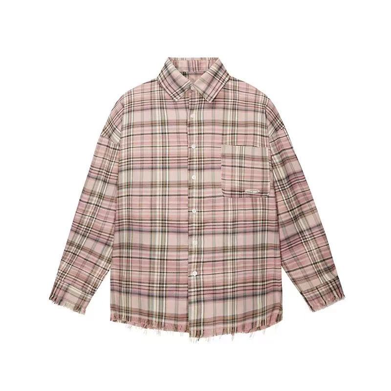 ICONSLAB Plaid Hem Long Sleeve T-shirt