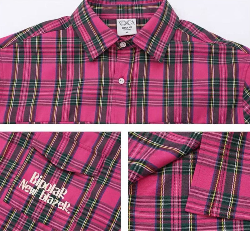 BIPOLAR Vintage Plaid Long-sleeve T-shirt