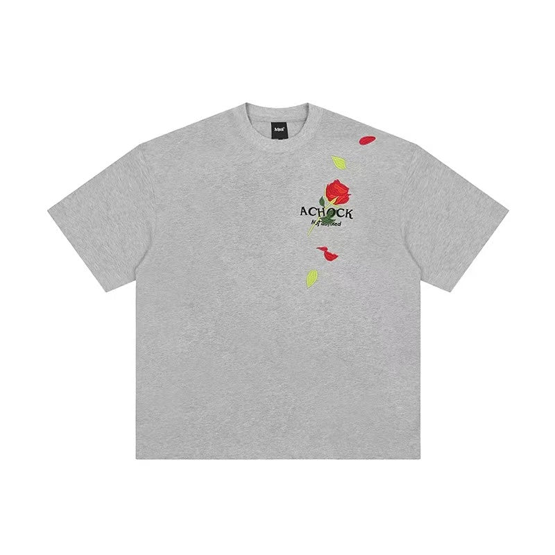 ACHOCK Rose Embroidered Short-sleeve T-shirt