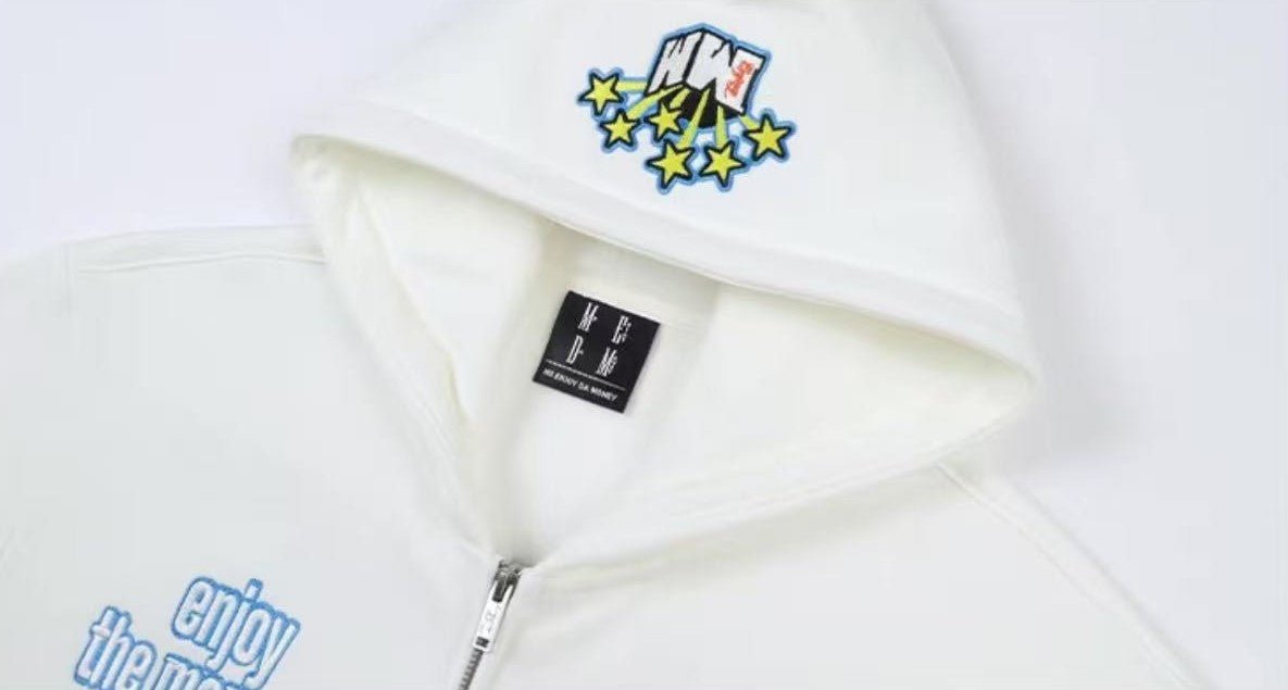 MEDM Blooming Star Embroidered Zipper Hoodie