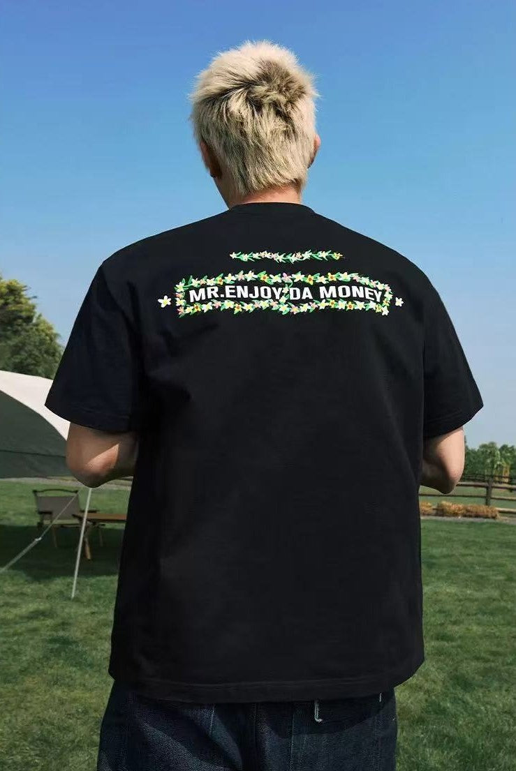 MEDM Embroidered wreath short-sleeved T-shirt