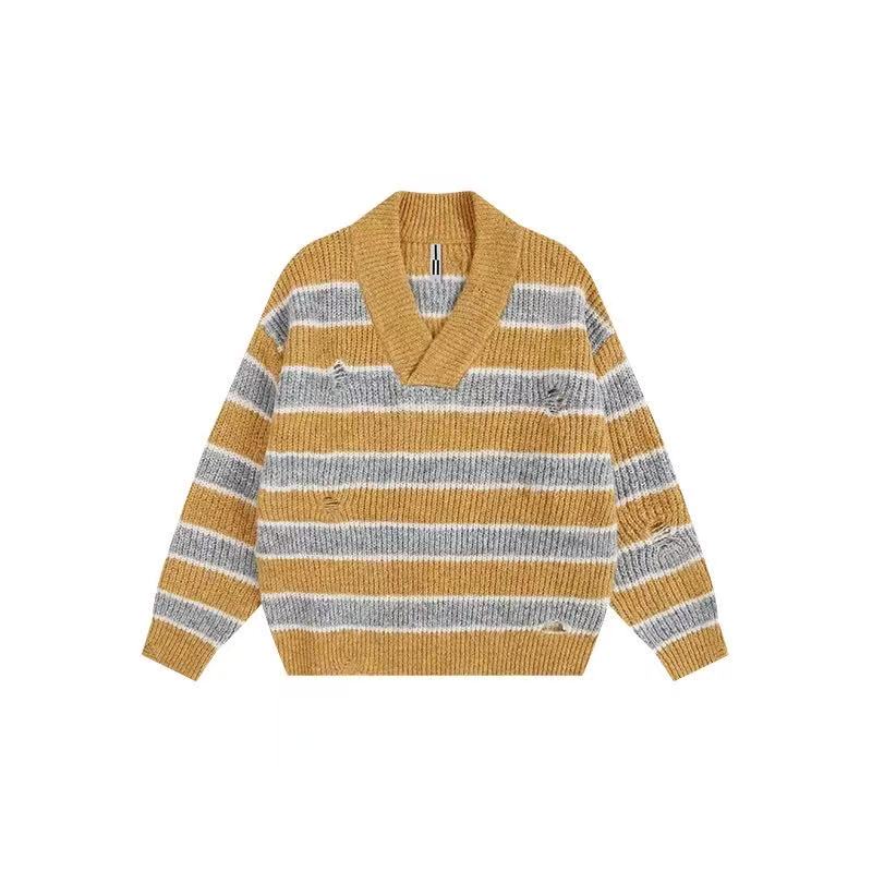 ATRY Retro Striped V-neck Sweater