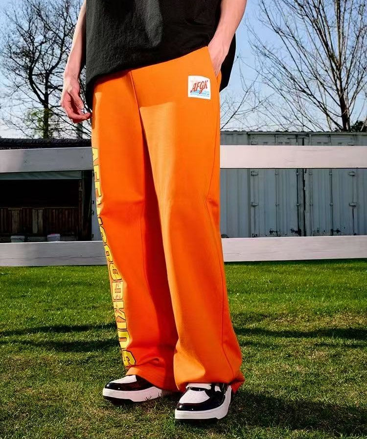 AFGK Double Row Letter Print Casual Sweatpants