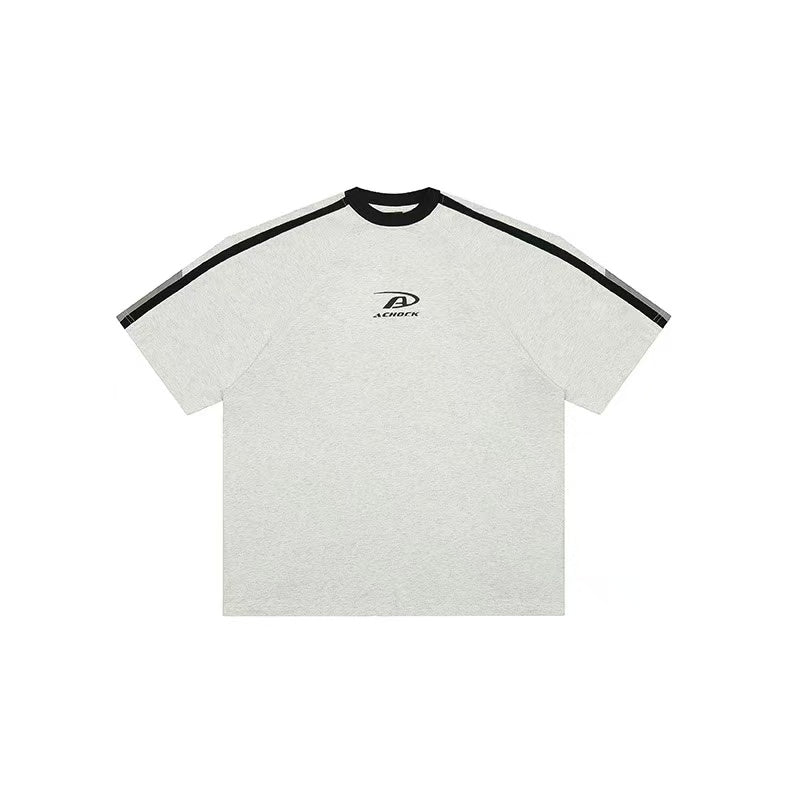 ACHOCK Contrast Color Patchwork Printed T-shirt