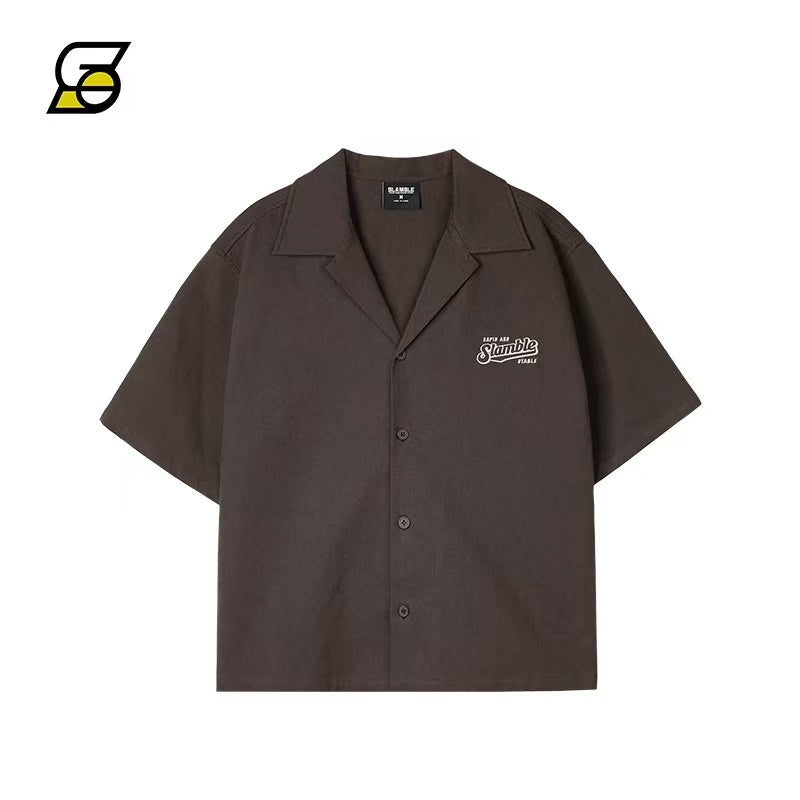 SLAMBLE Waffle Logo Print Short Sleeve Shirt