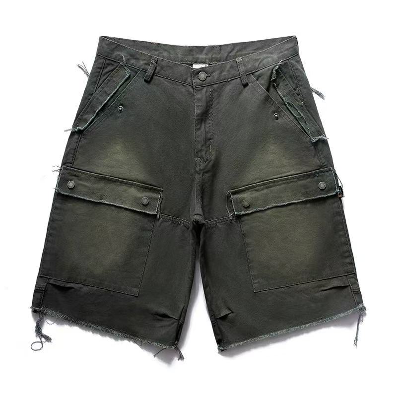 REMEDY Washed Fringed Cargo Shorts