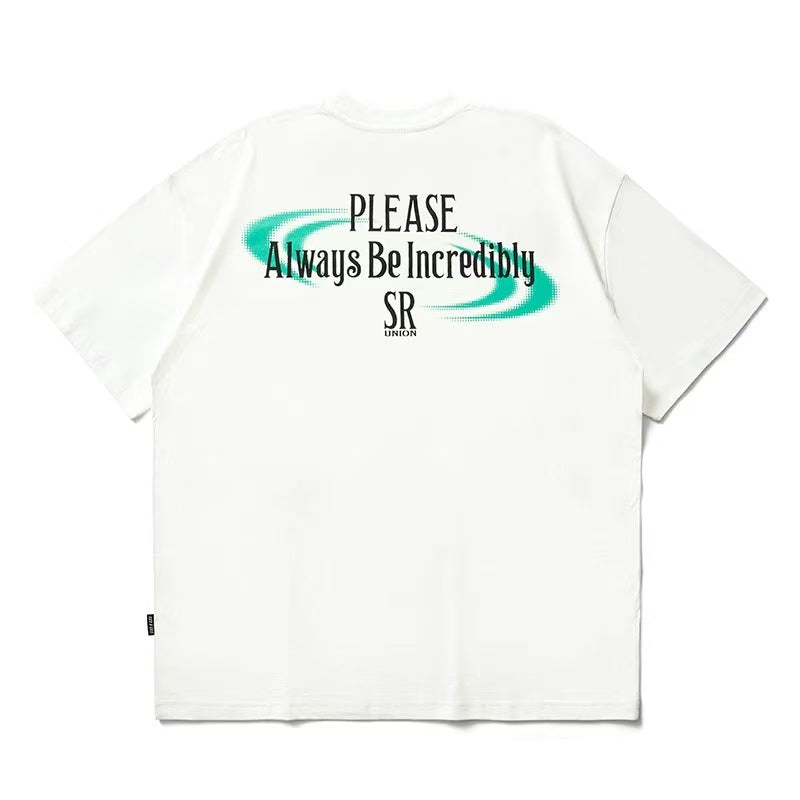 REMEDY Water Ripple Letter Print Short-sleeved T-shirt
